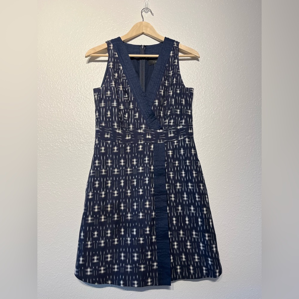 J.Crew Ikat Indigo Wrap Dress 0